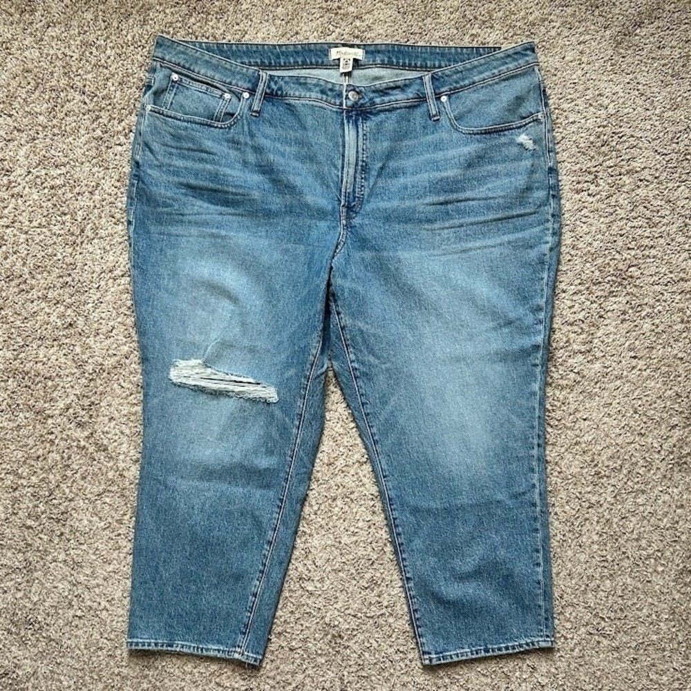 Madewell I The Mid Rise Perfect Vintage Jean I Blue Distressed Crop I Size 28
